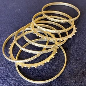 Matte Gold-Tone Textured Bangles Set
